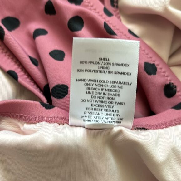 NWT Shade & Shore Dusty Mauve Black Polka Dot One Piece Swimsuit Size Large - Picture 14 of 14